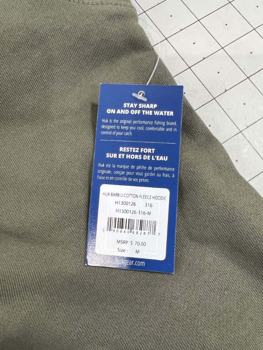 HUK Barb U Cotton Fleece Hoodie Sweatshirt Moss Men’s Sz. M New - Picture 6 of 6